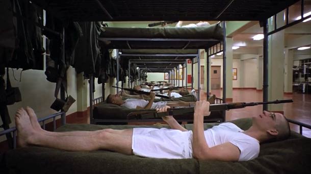 Full Metal Jacket - Single point perspective use by Stanley Kubrick